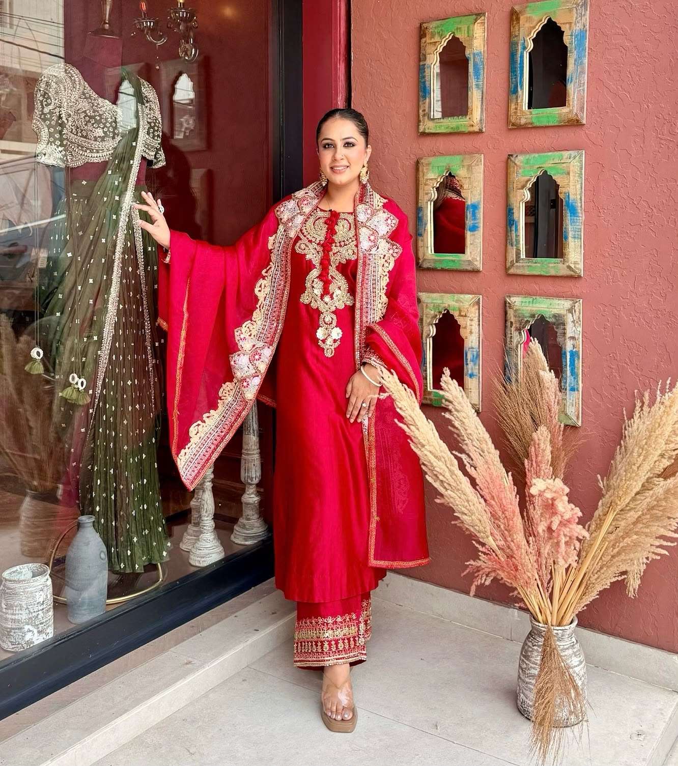 BE 500 SILK EMBROIDERED WORKED FESTIVE WEAR LADIES SUIT 