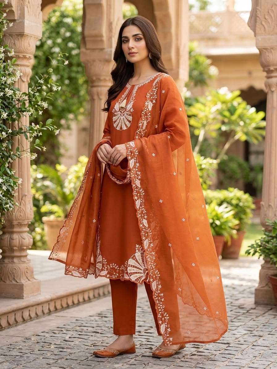 BE 502 DESIGNER SEQUENCE EMBROIDERED WORKED TOP PANT WITH DUPATTA SET