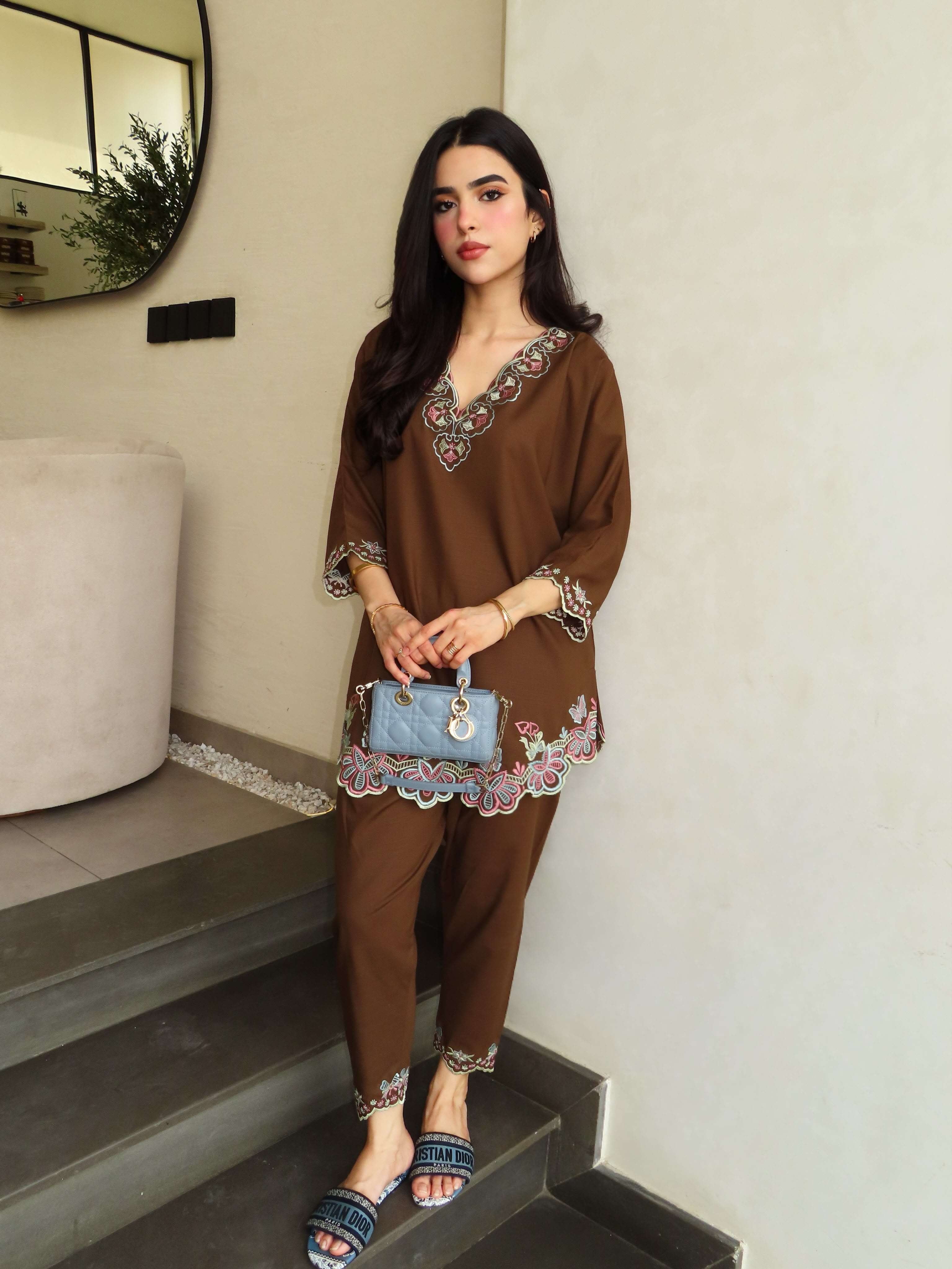 BE 511 DESIGNER EMBROIDERED WORKED FANCY CO-ORD SET TOP AND PLAZZO ⁠PAIR