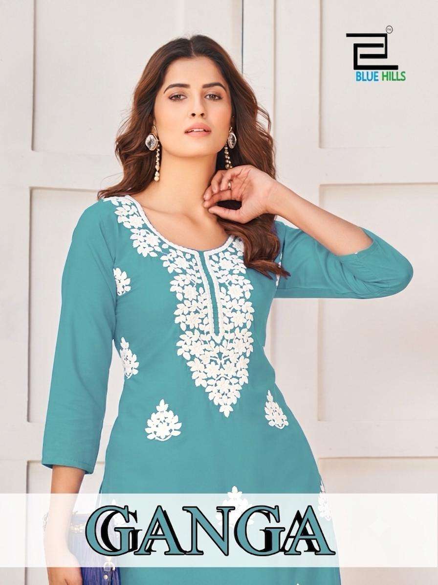 BLUE HILLS GANGA RAYON WITH FANCY WORKS KURTI 