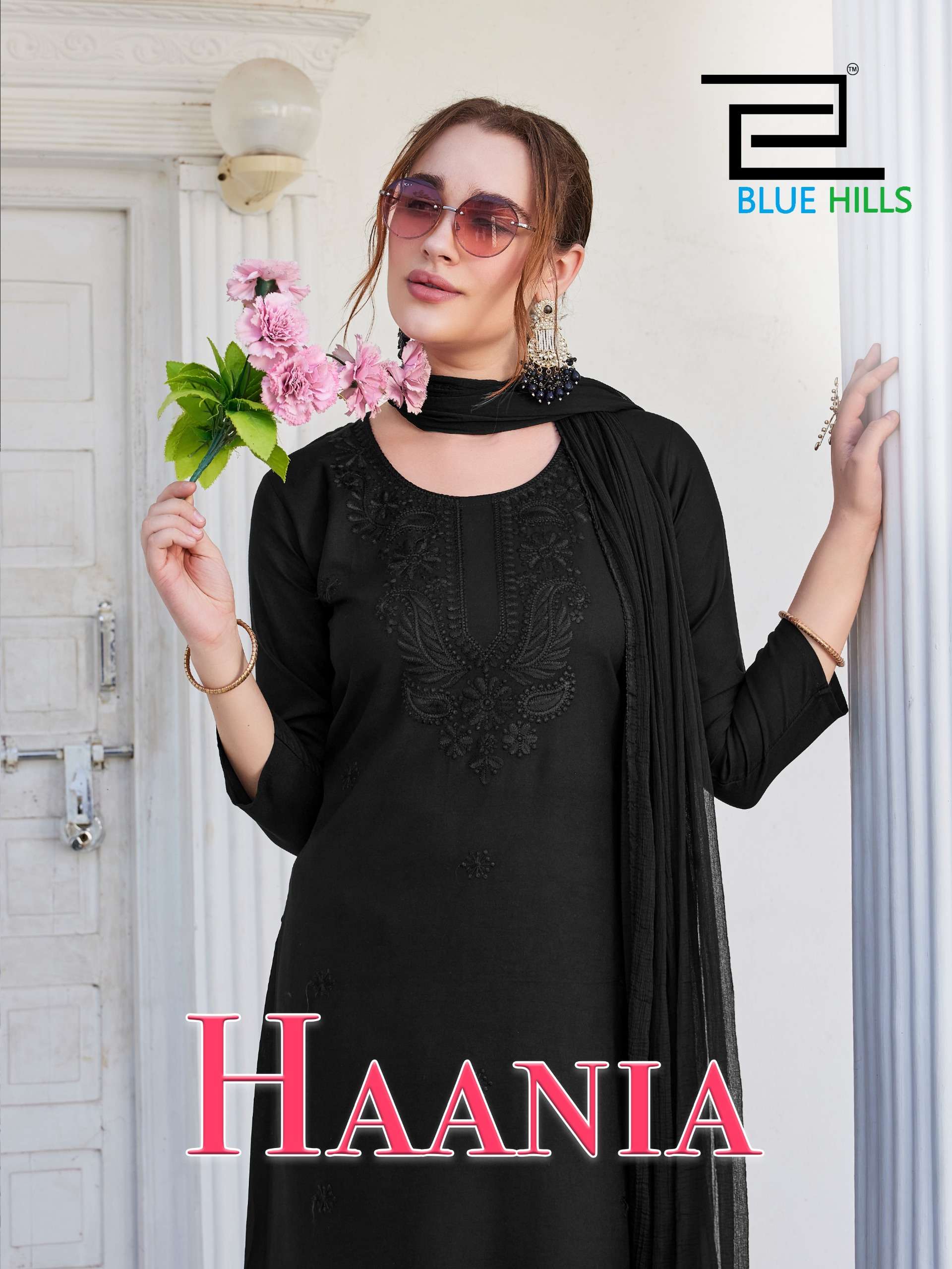 BLUE HILLS HAANIA RAYON FANCY EMBROIDERIES WORK LADIES 3PCS SET COLLECTION 