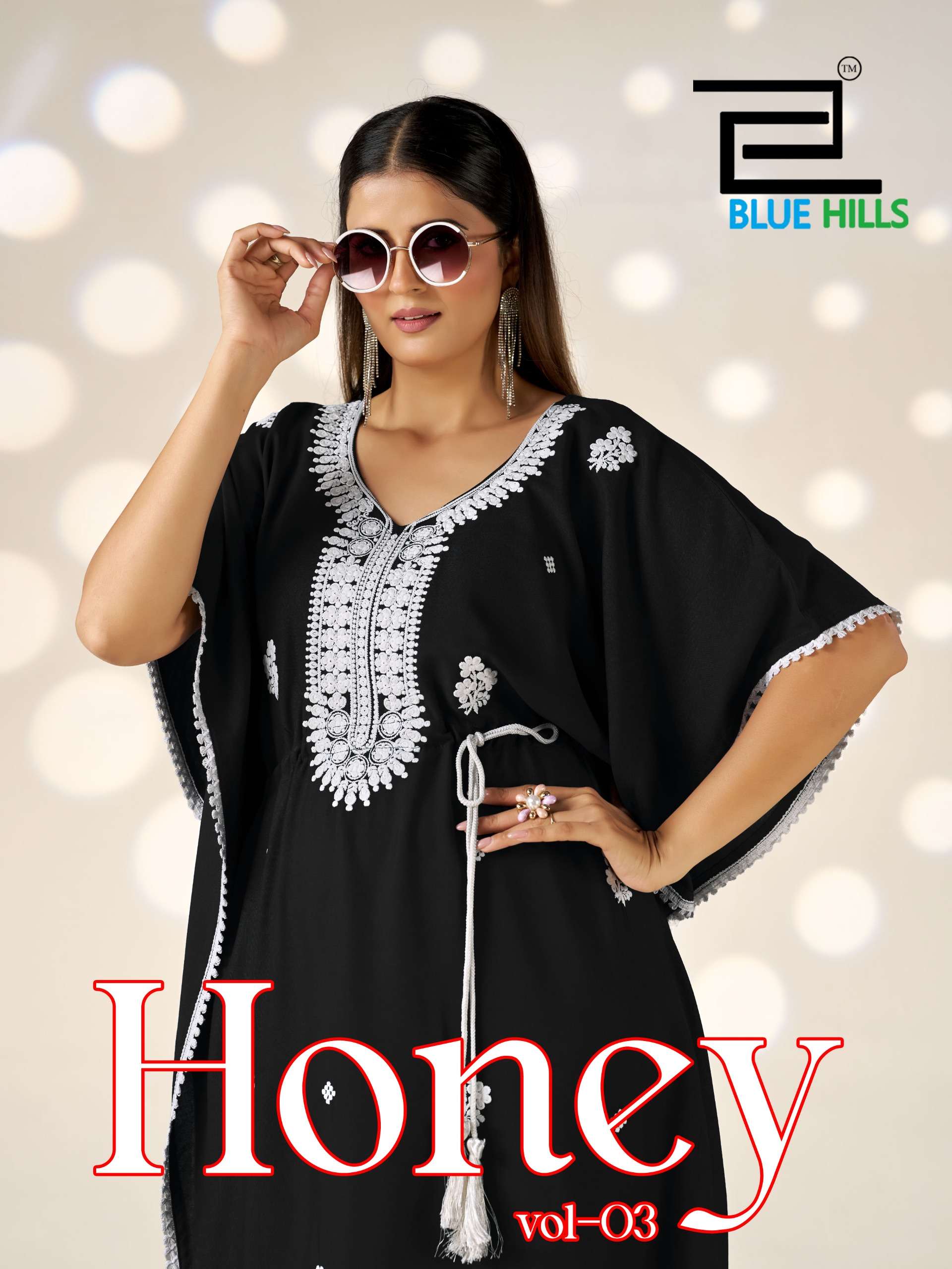 BLUE HILLS HONEY VOL 3 RAYON FANCY WORKS LADIES KAFTAN STYLE KURTI 