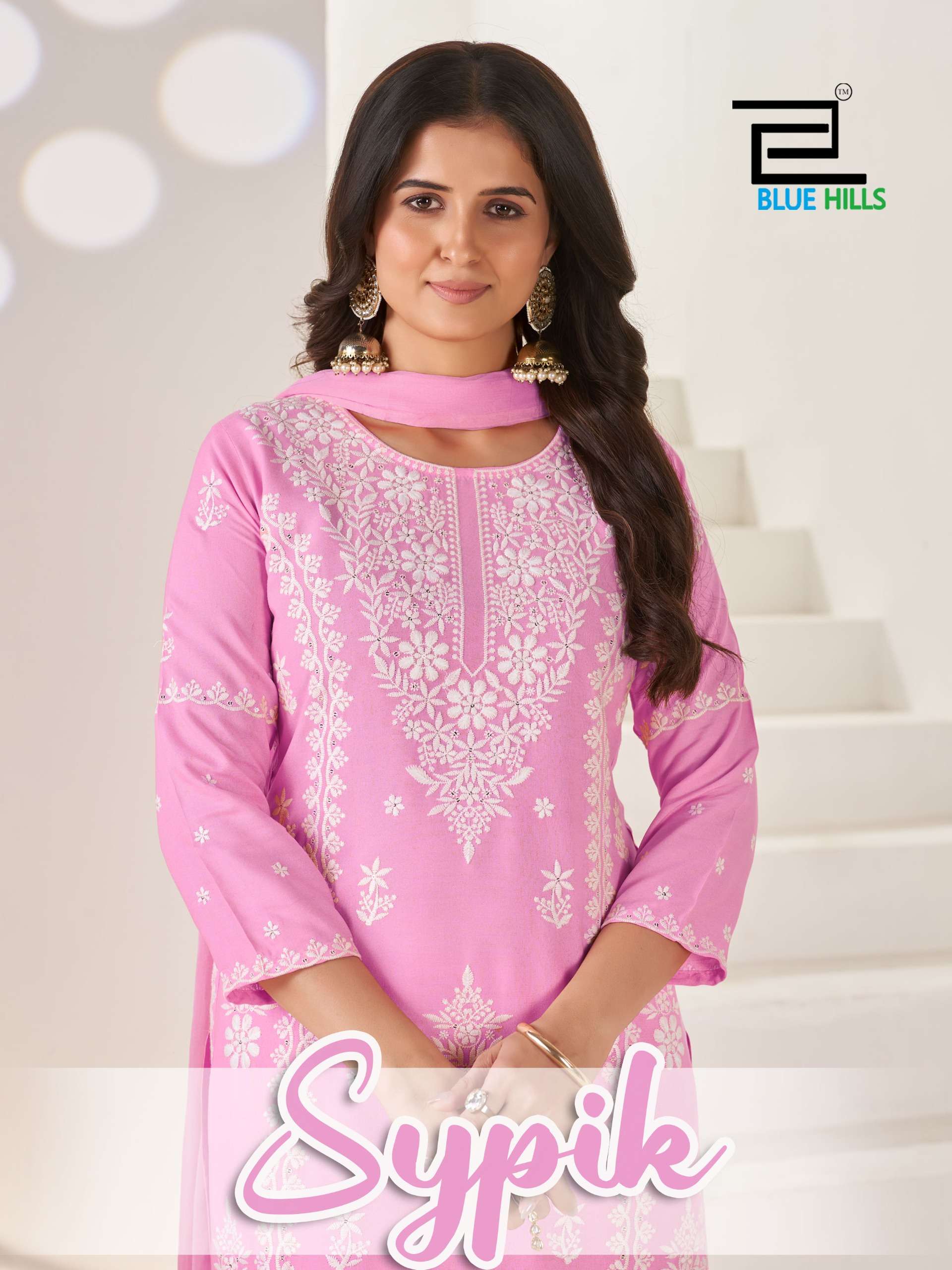 BLUE HILLS SYPIK RAYON FANCY THREAD EMBROIDERIES WORK LADIES 3PCS SET COLLECTION 