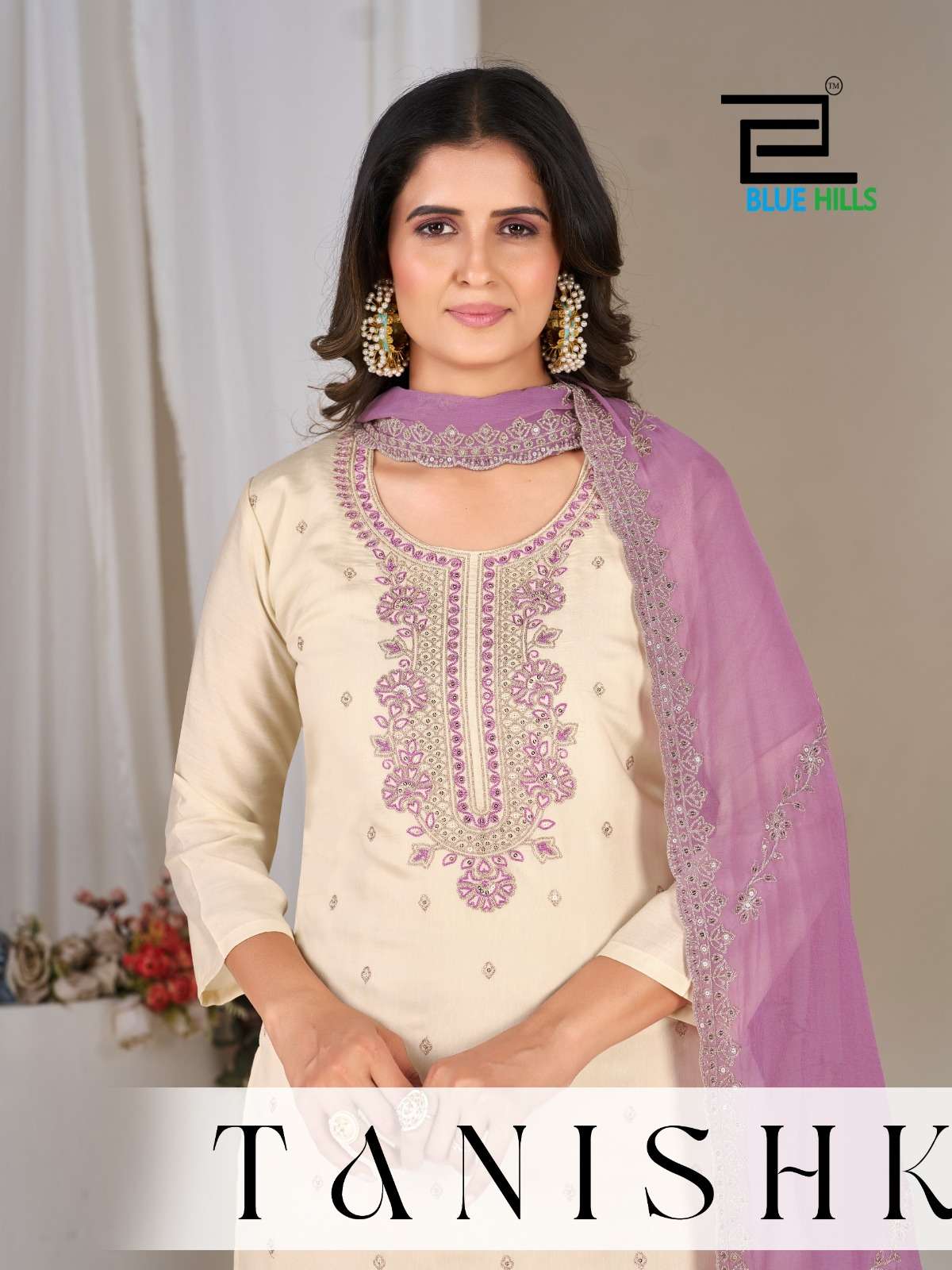 BLUE HILLS TANISHK SILK WITH SEQUENCE EMBROIDERY DESIGNER WORK 3PCS SET COLLECTION 