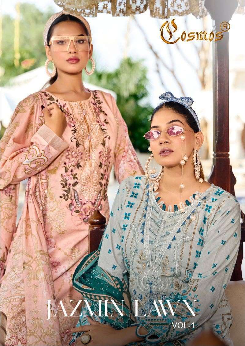 COSMOS FASHION JAZMIN VOL 1 LAWN COTTON PRINT WITH FANCY WORK SUIT