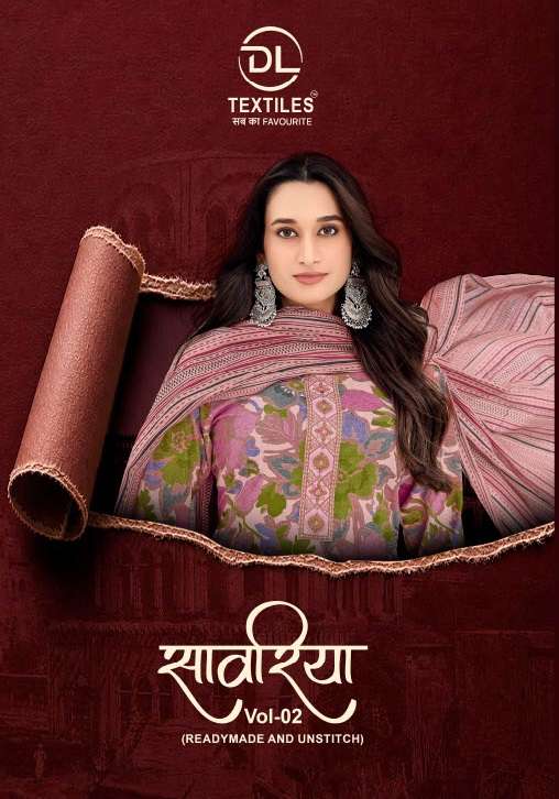 DL TEXTILES SAWARIYA VOL 2 COTTON PRINT WITH FANCY WORKS STITCHED SUIT COLLECTION 
