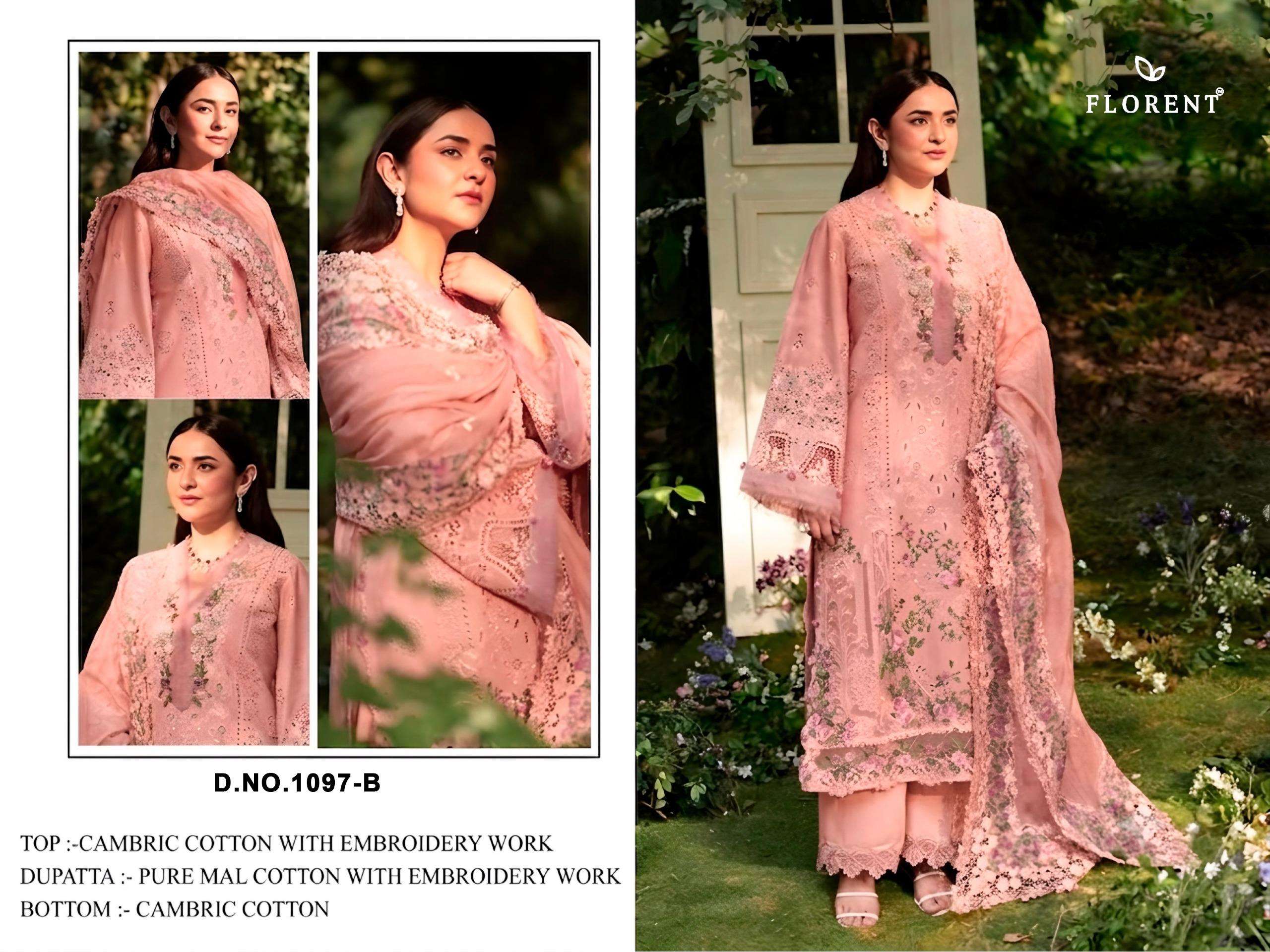 FLORENT D NO 1097  COTTON WITH HEAVY EMBROIDERY WORK SUIT