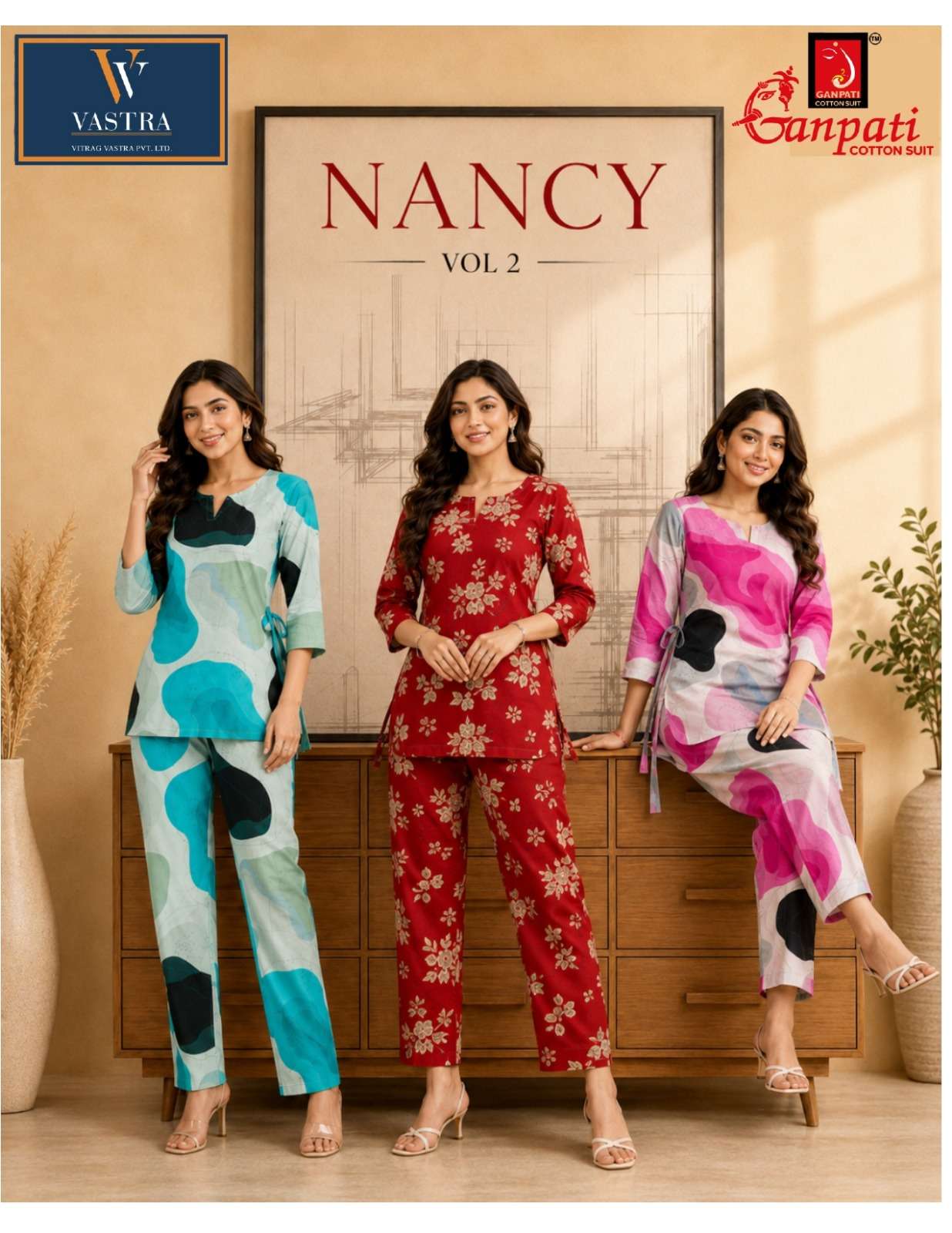 GANPATI NANCY VOL 2 RAYON DIGITAL PRINTED CO-ORD SET