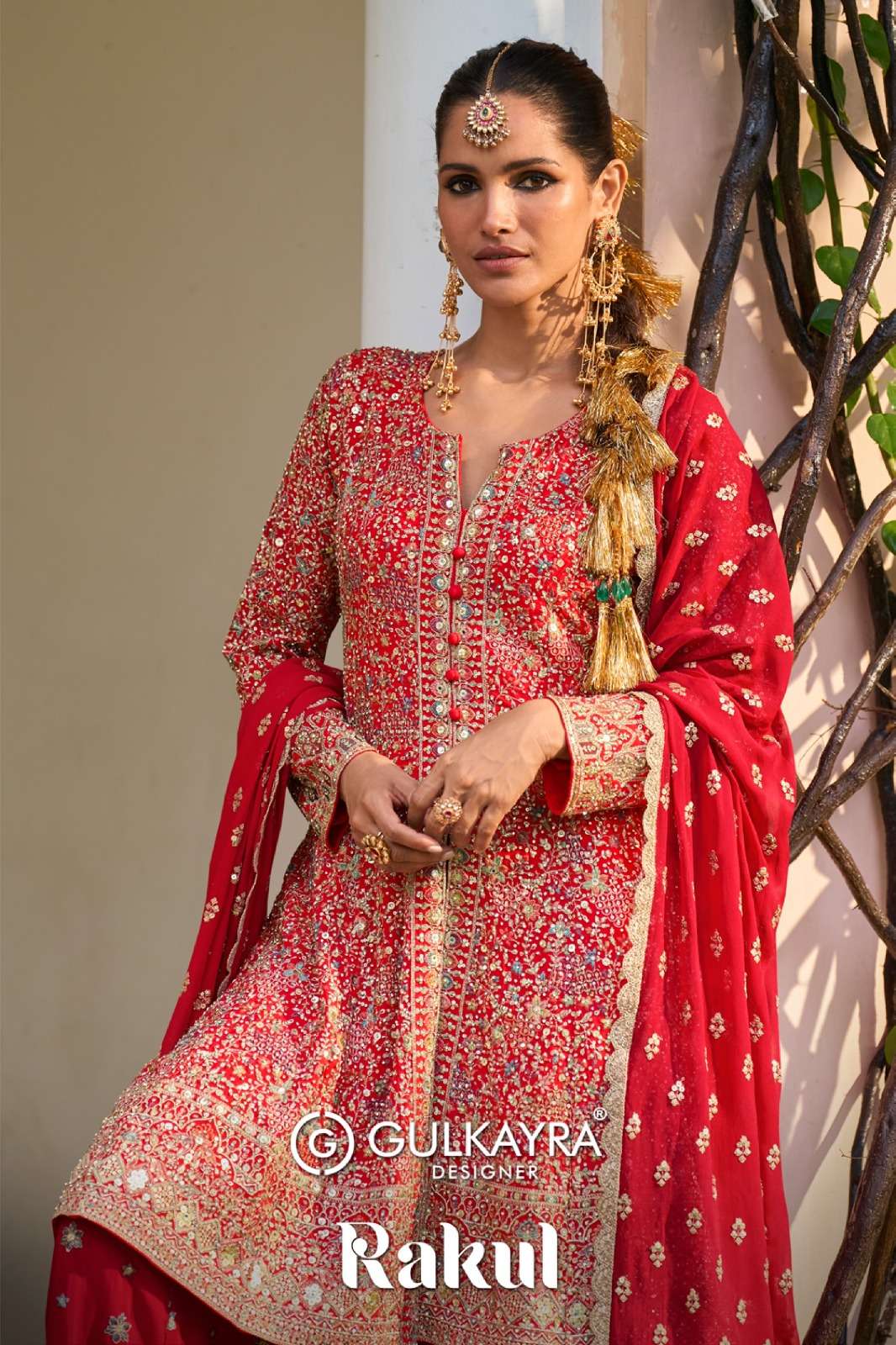 GULKAYRA DESIGNER RAKUL GEORGETTE HEAVY EMBROIDERED DESIGNER WEDDING WEAR LADIES SUIT