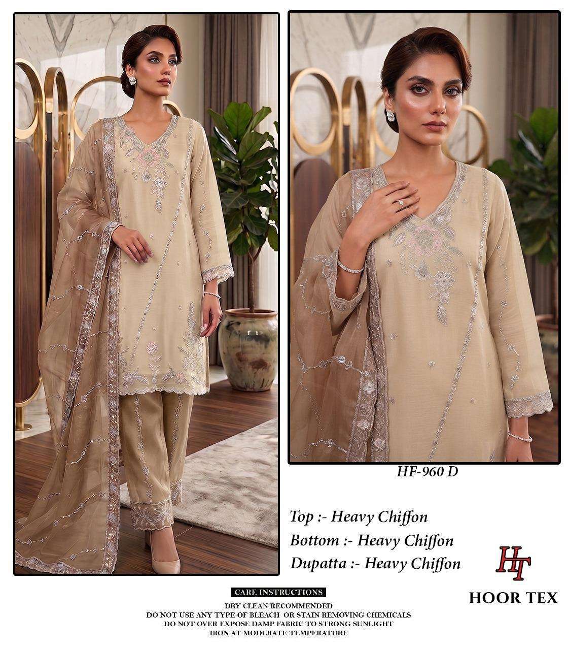 HOOR TEX HF 960 CHIFFON EMBROIDERED DESIGNER READY MADE PAKISTANI STYLE SUIT