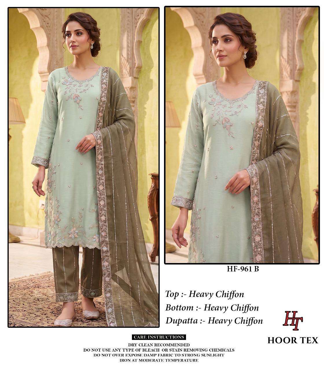 HOOR TEX HF 961 CHIFFON EMBROIDERED DESIGNER WORKED SUIT