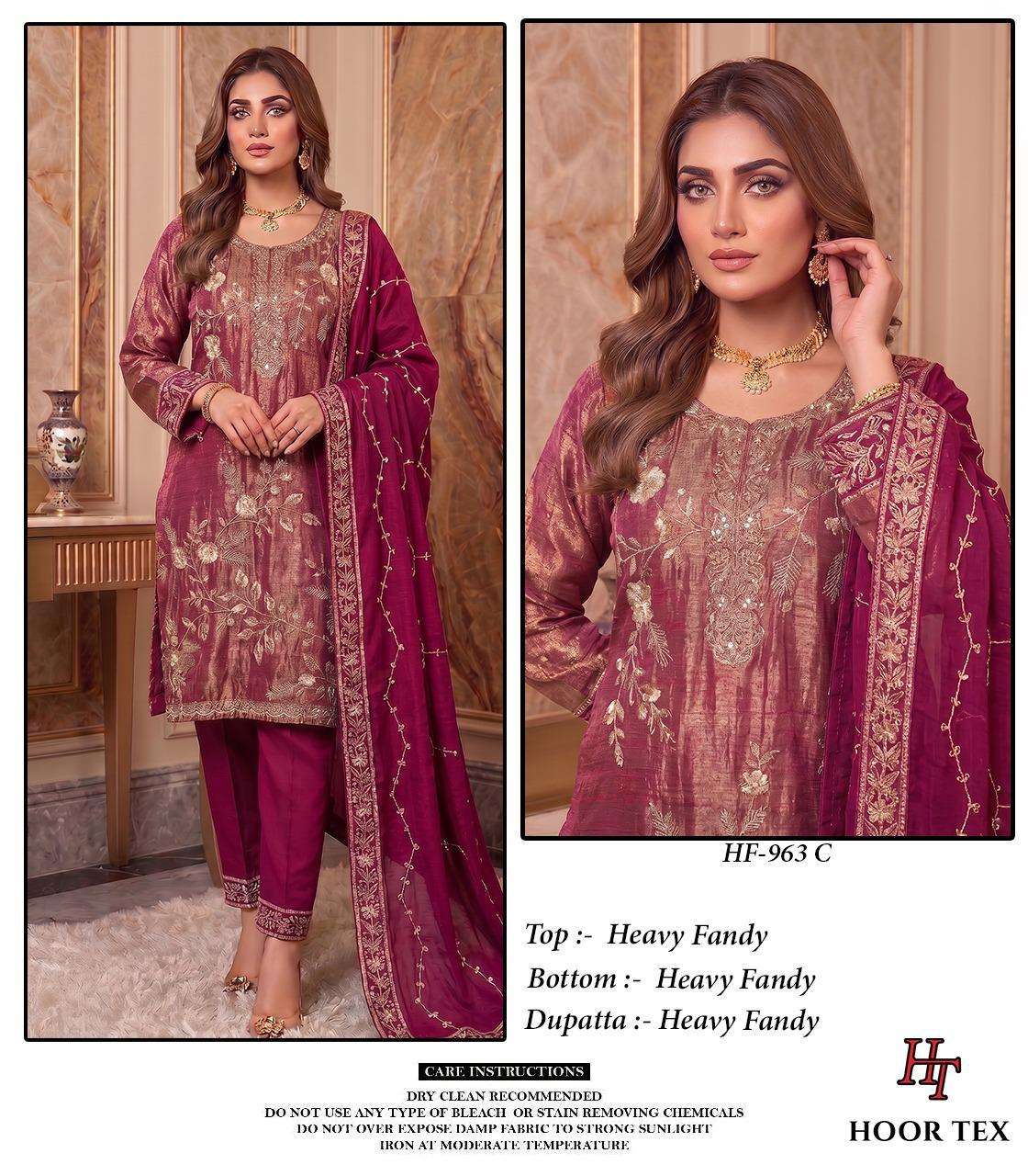 HOOR TEX HF 963 SILK EMBROIDERY DESIGNER READY MADE SUIT