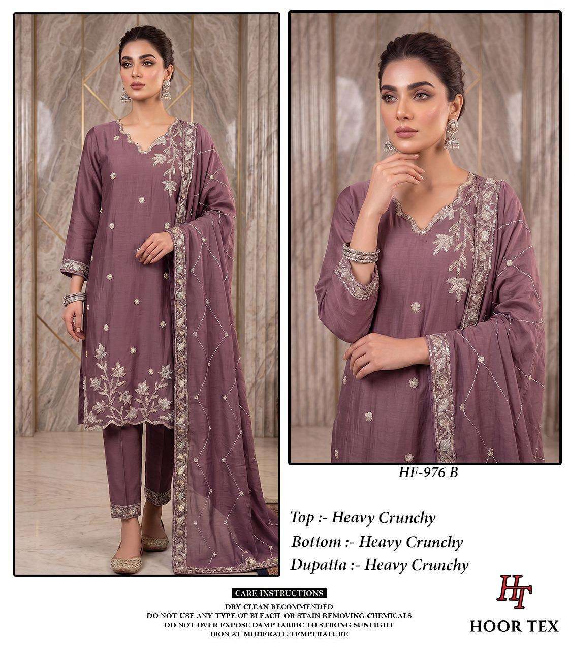 HOOR TEX HF 976 SILK EMBROIDERED DESIGNER WORKED READY MADE SUIT