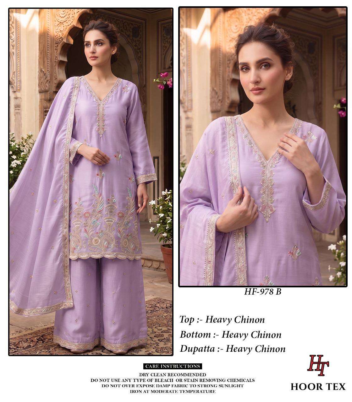 HOOR TEX HF 978 HEAVY BEAUTIFUL EMBROIDERY DESIGNER LOOK READY MADE PAKISTANI SUIT