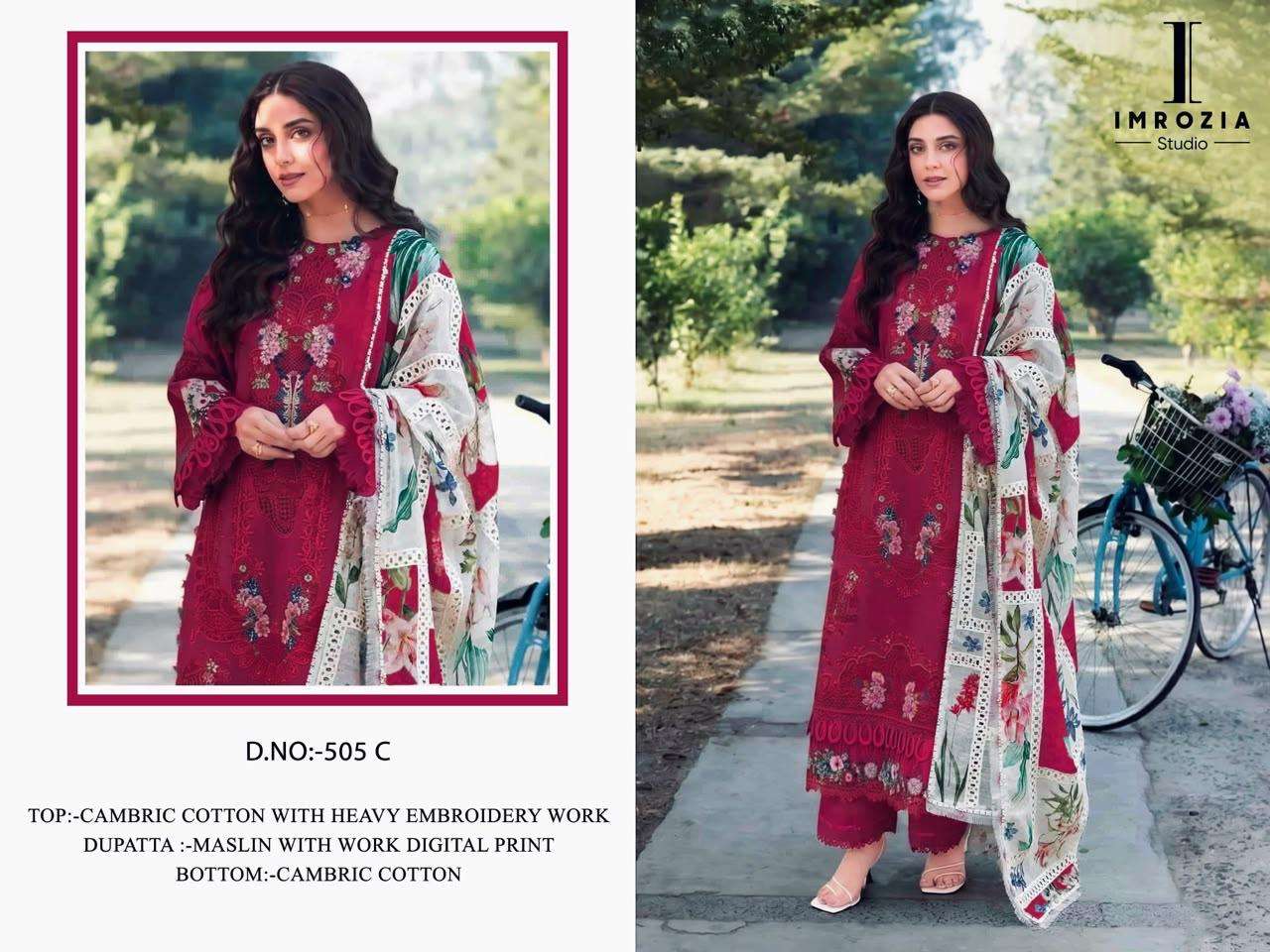 IMROZIA STUDIO D NO 505 COTTON WITH EMBROIDERY DESIGNER WORK SUIT