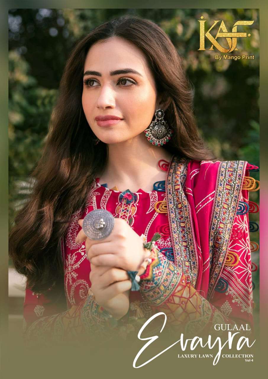 KAF FABRIC EVAYRA GULAAL LUXURY LAWN COLLECTION VOL 4 COTTON DIGITAL PRINT SALWAR SUIT