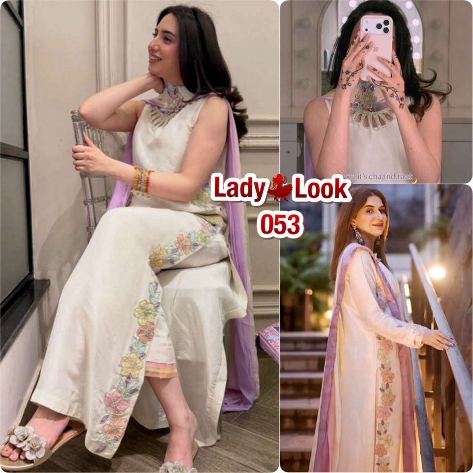 LADY LOOK 053 SATIN GORGEOUS LOOK DESIGNER LADIES FUNCTION WEAR SUIT