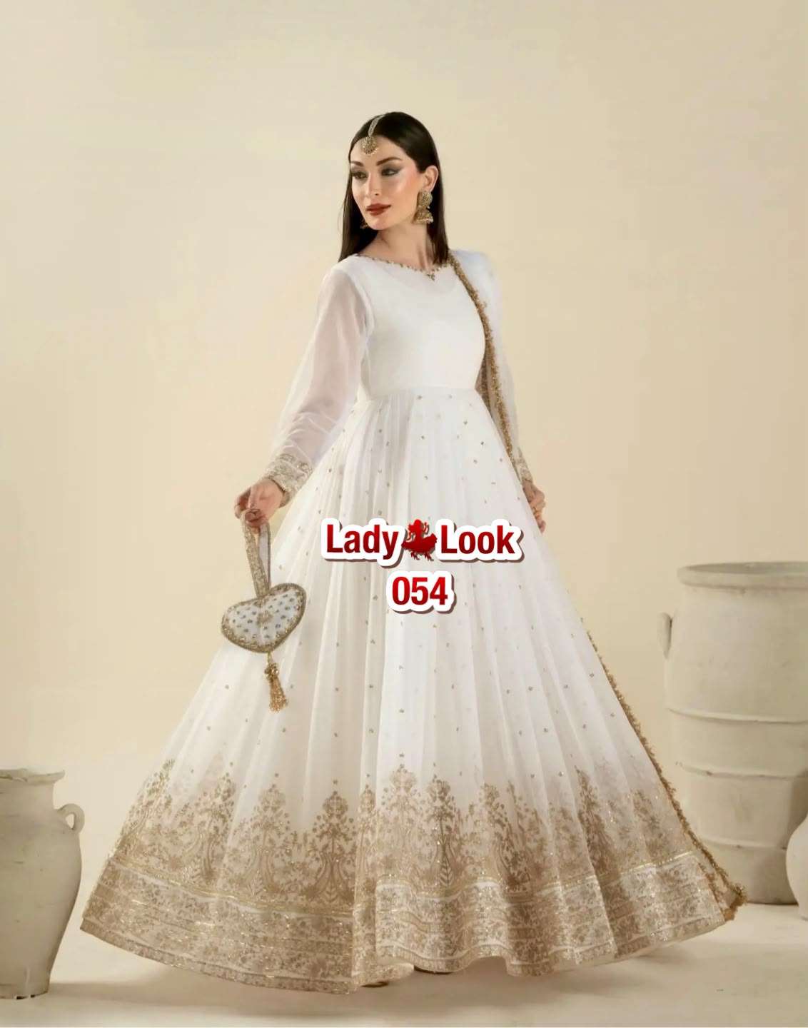 LADY LOOK 054 GEORGETTE HEAVY SEQUENCE EMBROIDERY DESIGNER GOWN BOTTOM AND DUPATTA SET 