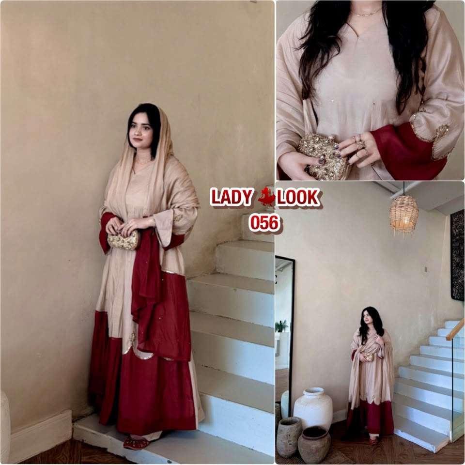 LADY LOOK 056 ROMAN SILK DESIGNER KAFTAN STYLE DRESS PLAZZO AND DUPATTA SET 