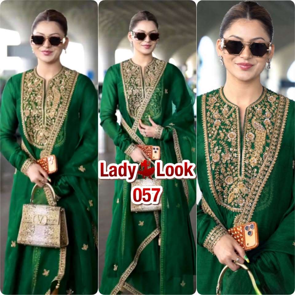 LADY LOOK 057 SILK SEQUENCE EMBROIDERY DESIGNER ANARKALI GOWN BOTTOM AND DUPATTA SET 