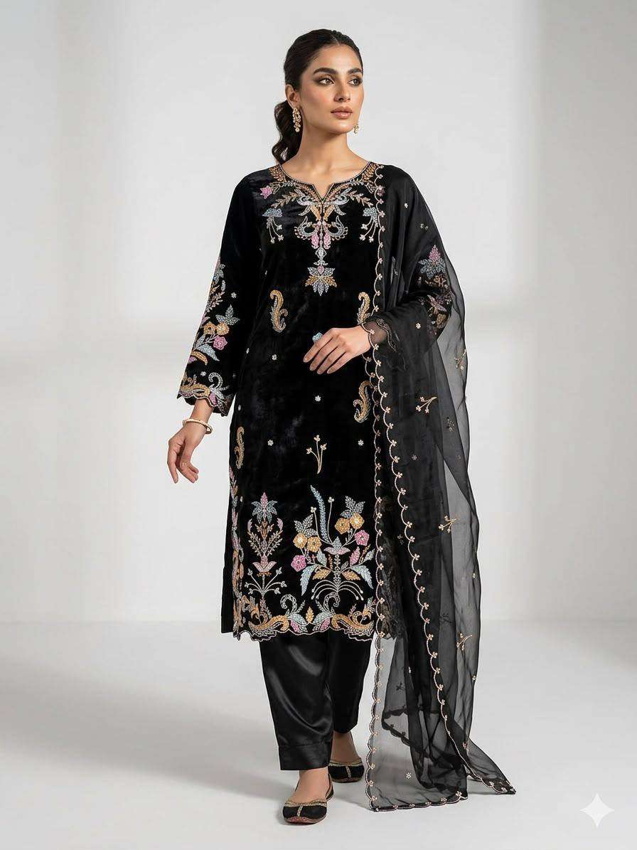 LG 2124 SILK BEAUTIFUL EMBROIDERED TOP PANT WITH DUPATTA 3PCS SET