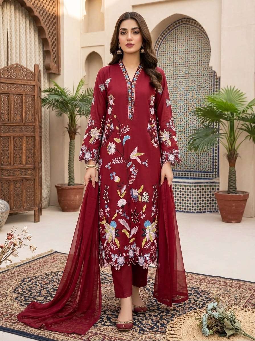 LG 2147 SILK BEAUTIFUL DESIGNER PAKISTANI STYLE LOOK KURTI PANT AND DUPATTA SET