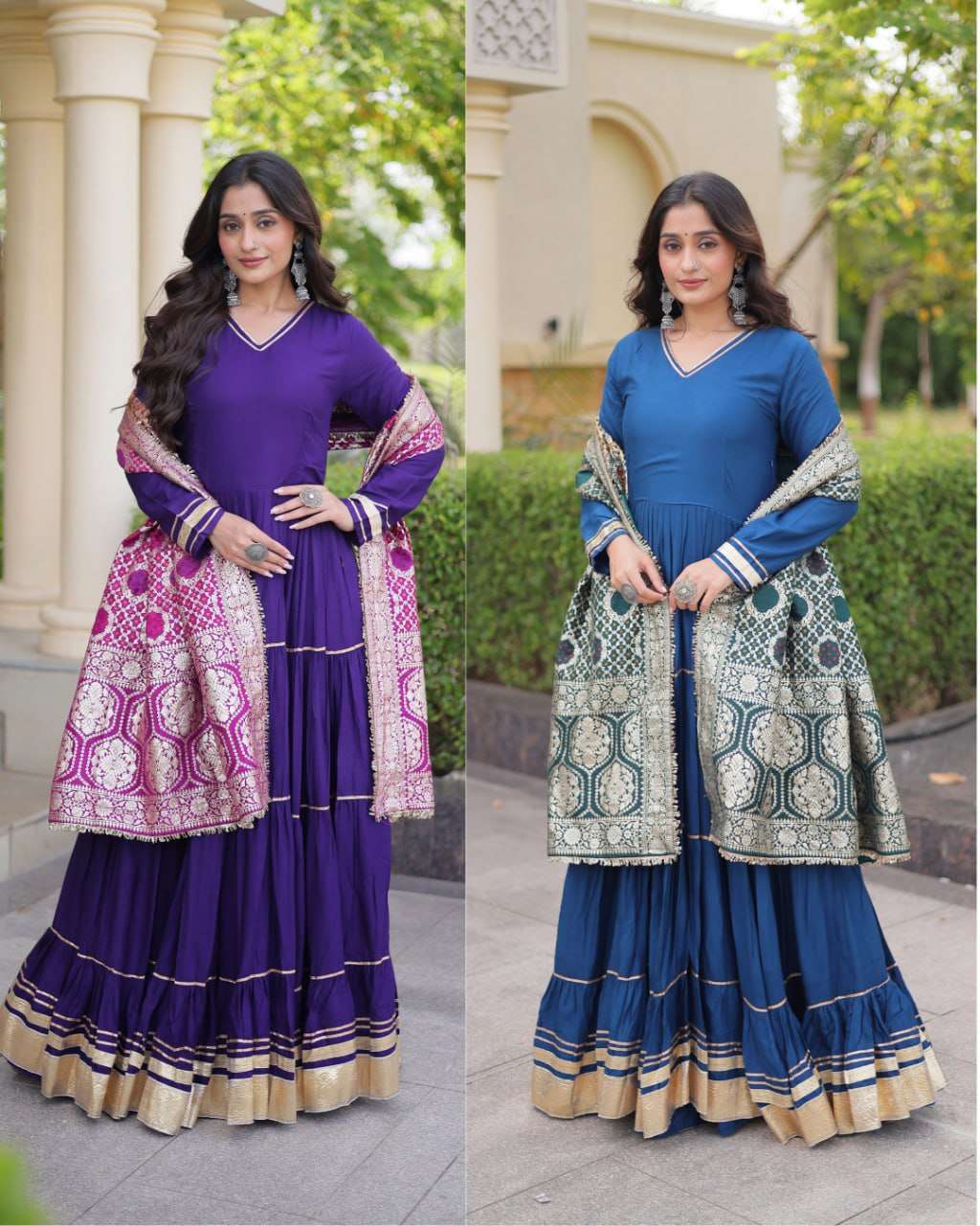 LW 9356 RAYON DESIGNER WORK PARTY WEAR LADIES GOWN WITH DUPATTA SET 