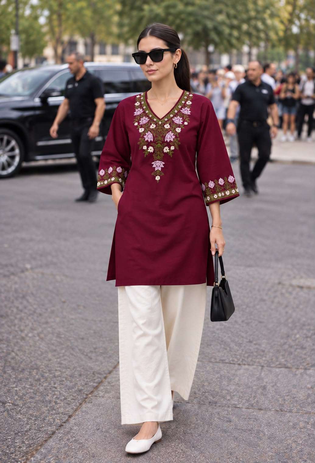 MF MINIMALIST COLLECTION RAYON FANCY PREETY LOOKS WORK LADIES TOP WITH PLAZZO PAIR 