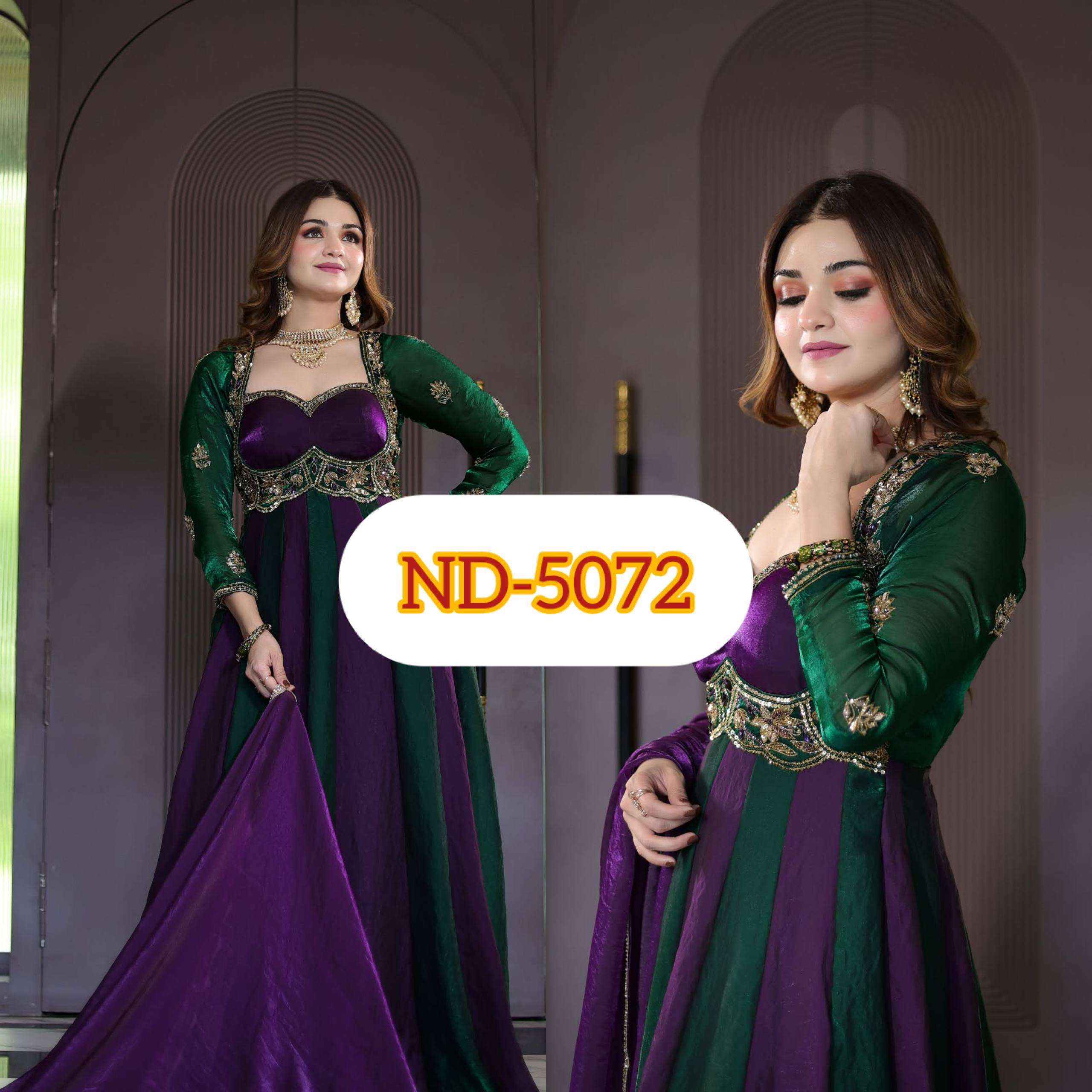 ND 5072 SILK BEAUTIFUL DESIGNER LOOK FUNCTION WEAR ANARKALI STYLE DRESS
