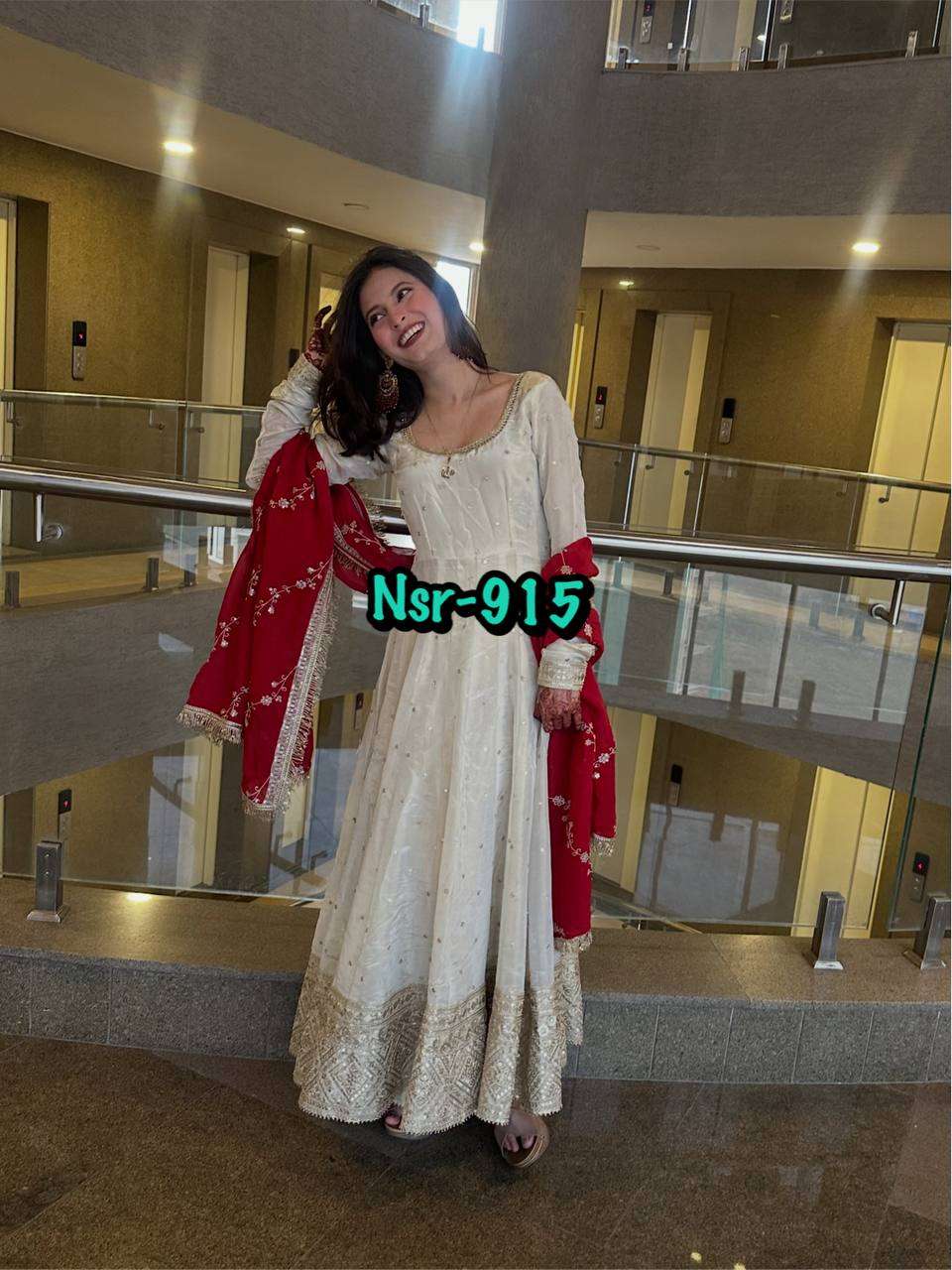 NSR 915 SILK HEAVY SEQUENCE EMBROIDERY DESIGNER WORK PARTY WEAR GOWN DRESS