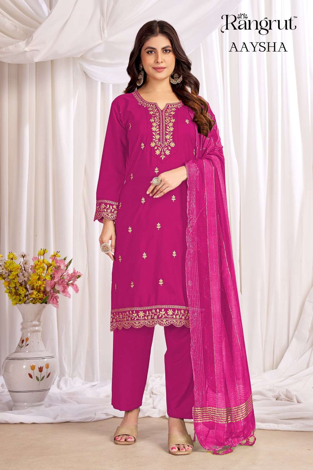RANGRUT AAYSHA CREPE WITH SEQUENCE EMBROIDERY WORK LADIES 3PCS SET 