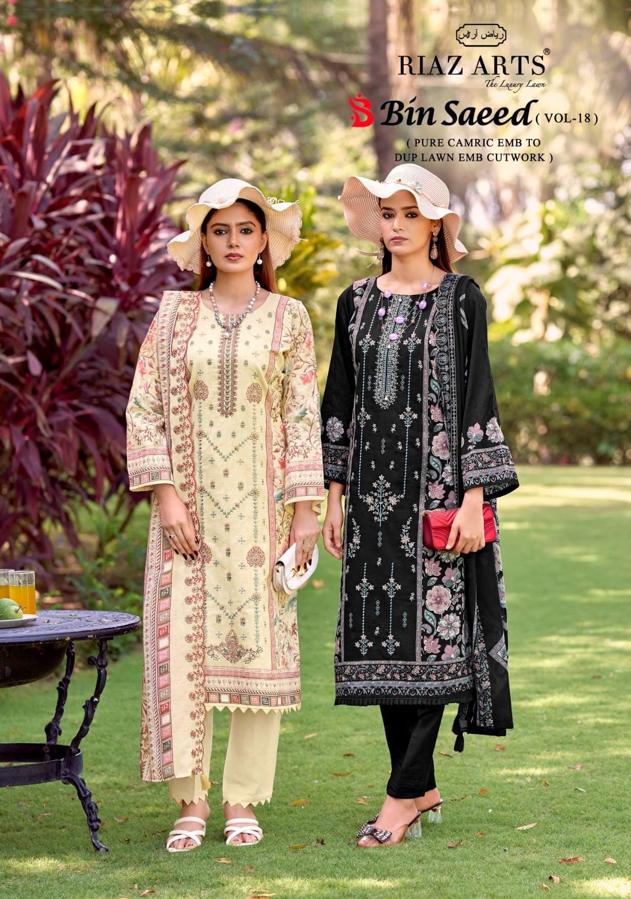 RIAZ ARTS BIN SAEED VOL 18 LAWN COTTON DIGITAL PRINTS WITH HEAVY EMBROIDERY WORK SUIT