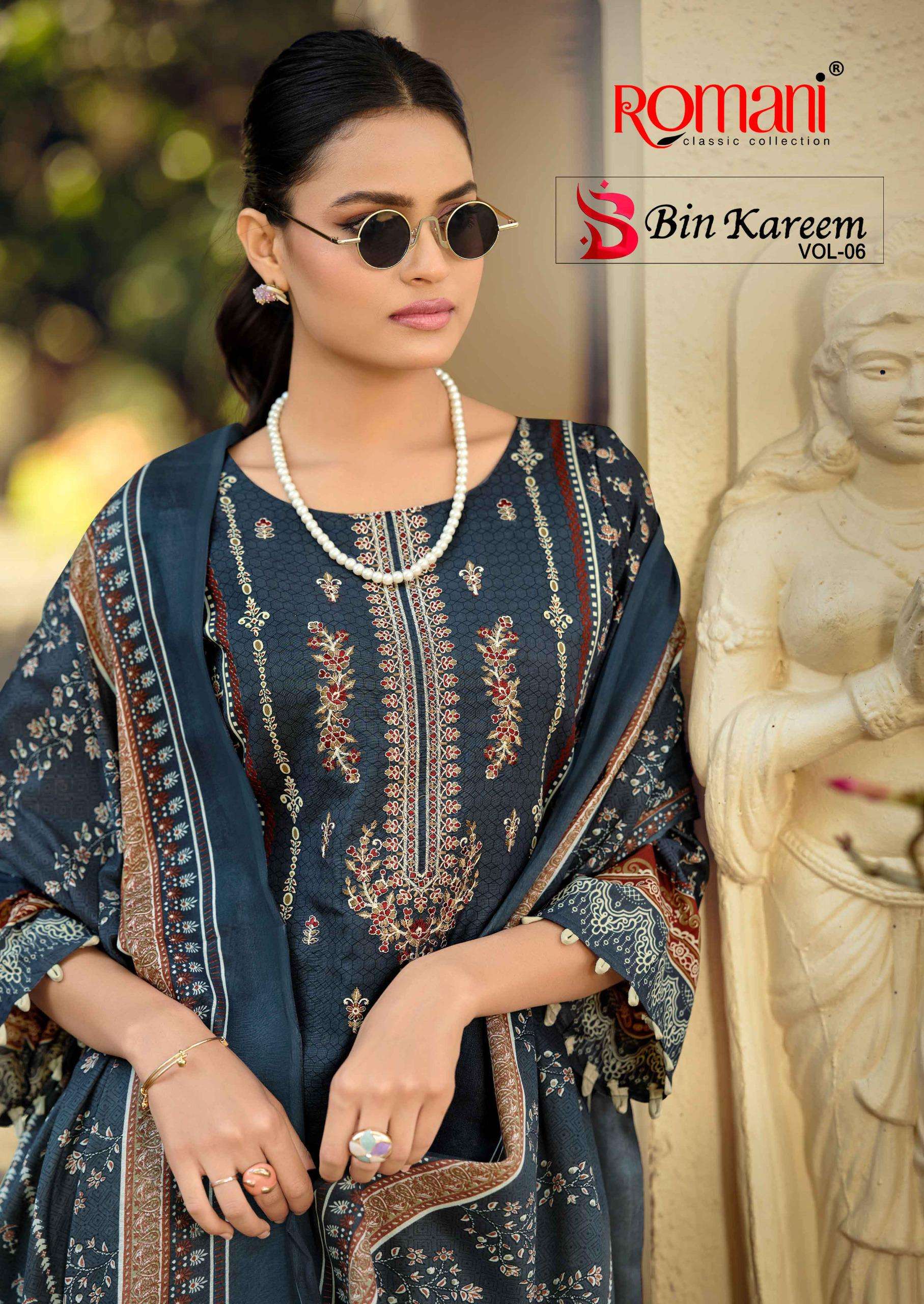 ROMANI BIN KAREEM VOL 6 COTTON DIGITAL PRINTS WITH FANCY EMBROIDERY WORK SUIT
