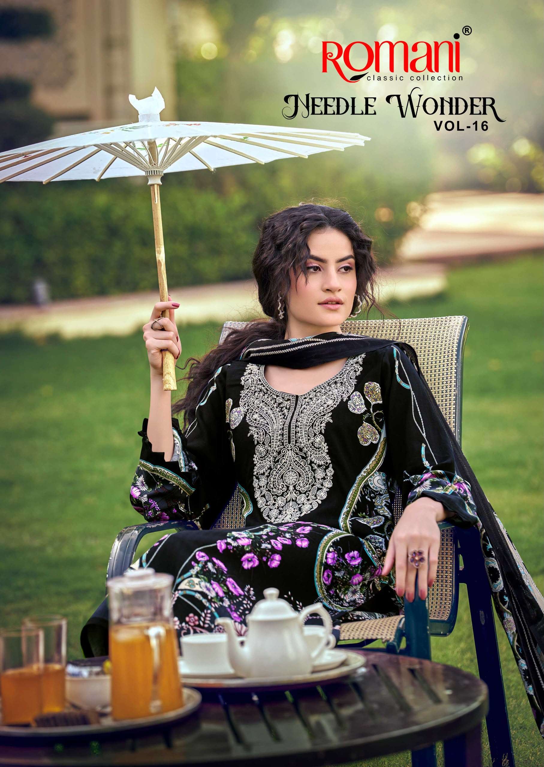 ROMANI NEEDLE WONDER VOL 16 COTTON DIGITAL PRINTS WITH FANCY WORK SUIT