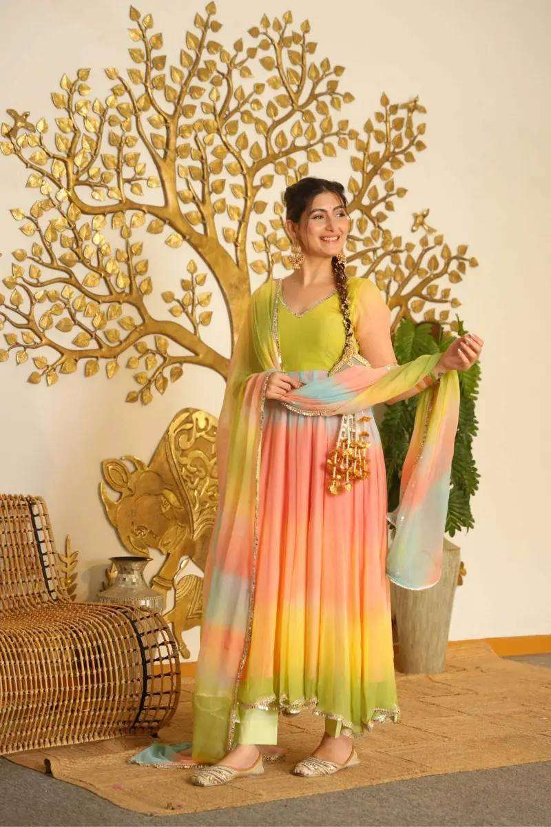 RTC 6069 FOX GEORGETTE MULTI COLOUR PREETY LOOK DESIGNER LADIES PARTY WEAR GOWN DRESS