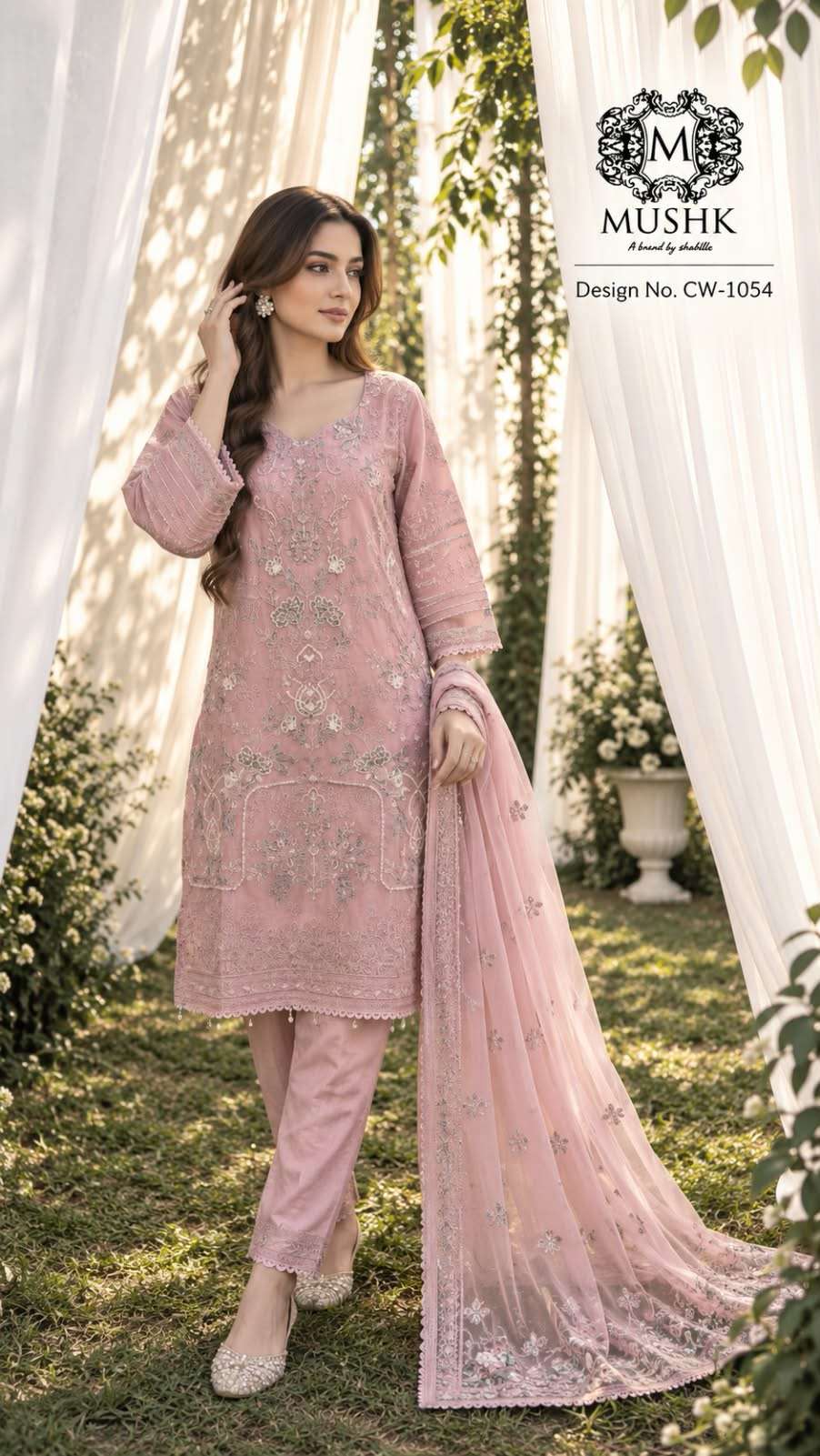 SHRADDHA DESIGNER MUSHQ CW 1054 CHIFFON HEAVY EMBROIDERED DESIGNER READY MADE SUIT