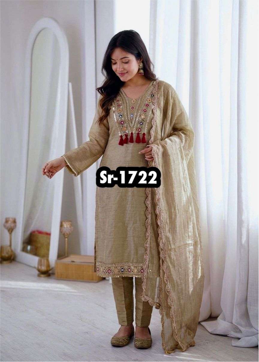 SR 1722 SILK BEAUTIFUL DESIGNER WORK FESTIVE WEAR LADIES SHARARA SUIT