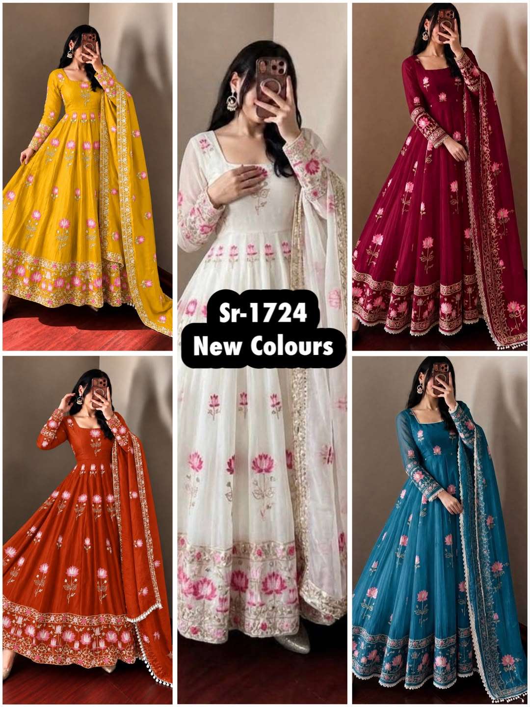 SR 1724 SILK HEAVY SEQUENCE EMBROIDERY DESIGNER PARTY WEAR GOWN SUIT