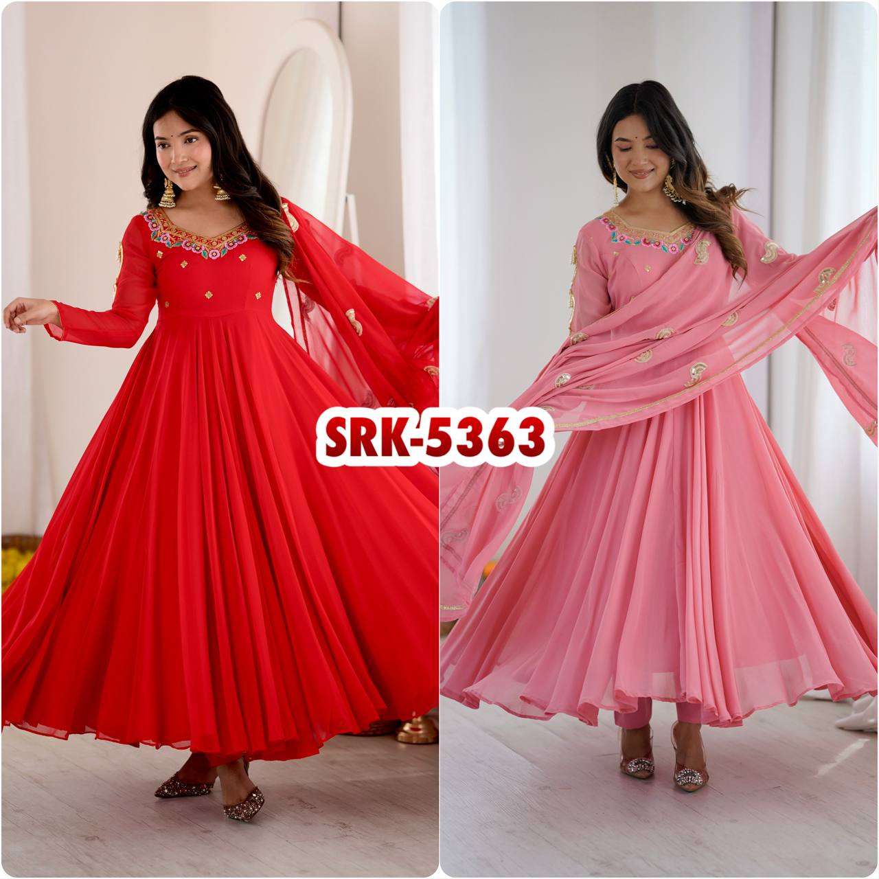 SRK 5363 GEORGETTE SEQUENCE EMBROIDERY WORK PARTY WEAR GOWN SUIT