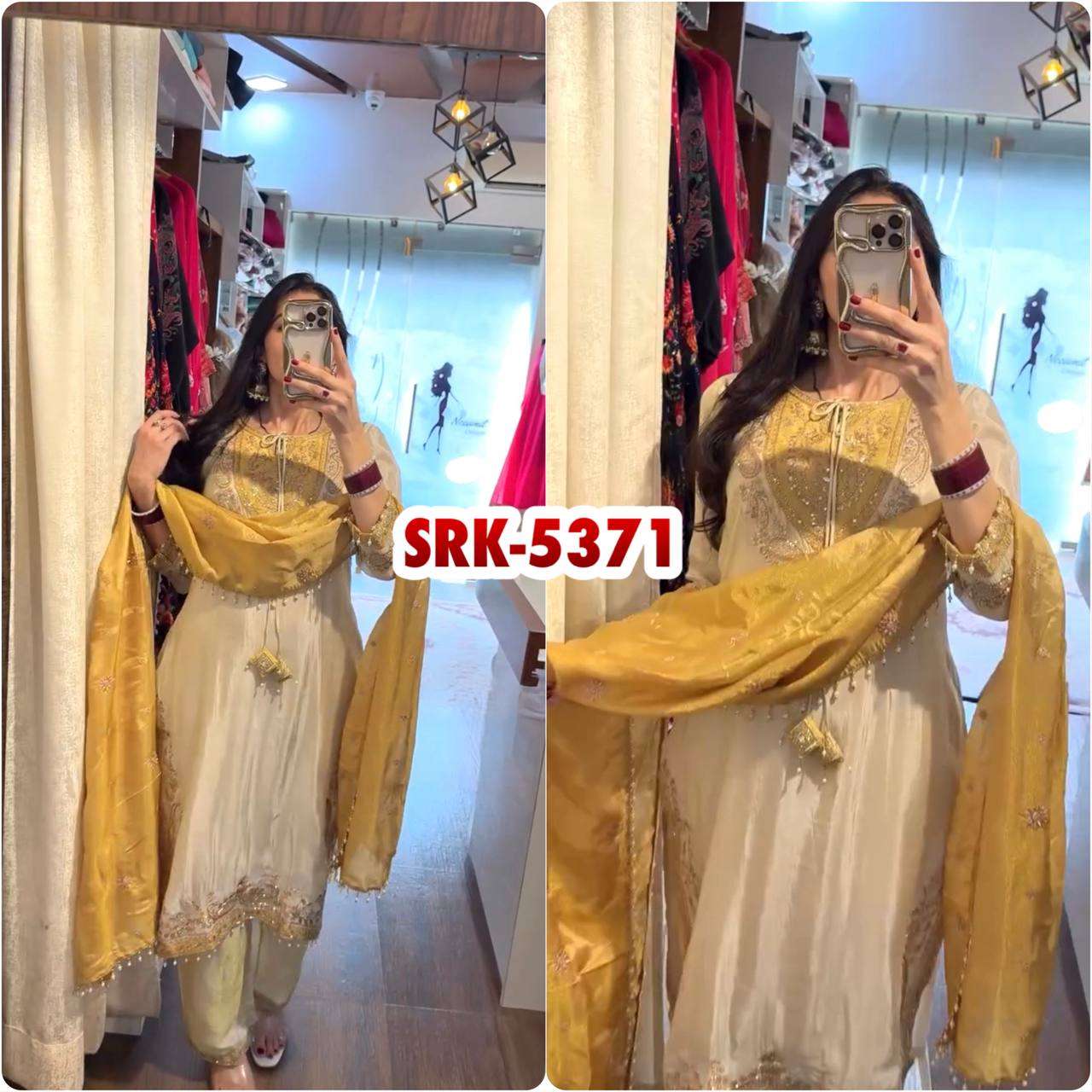 SRK 5371 SILK SEQUENCE EMBROIDERY DESIGNER WORK ETHNIC WEAR LADIES SUIT
