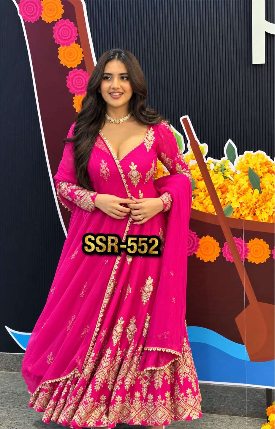 SSR 552 GEORGETTE HEAVY SEQUENCE EMBROIDERED DESIGNER WORK GOWN DRESS