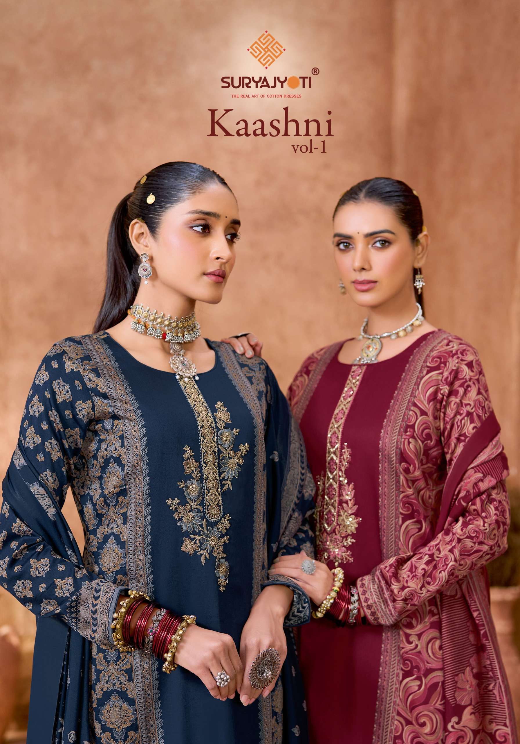 SURYAJYOTI KAASHNI VOL 1 JAM SATIN PRINT WITH FANCY WORK SUIT 