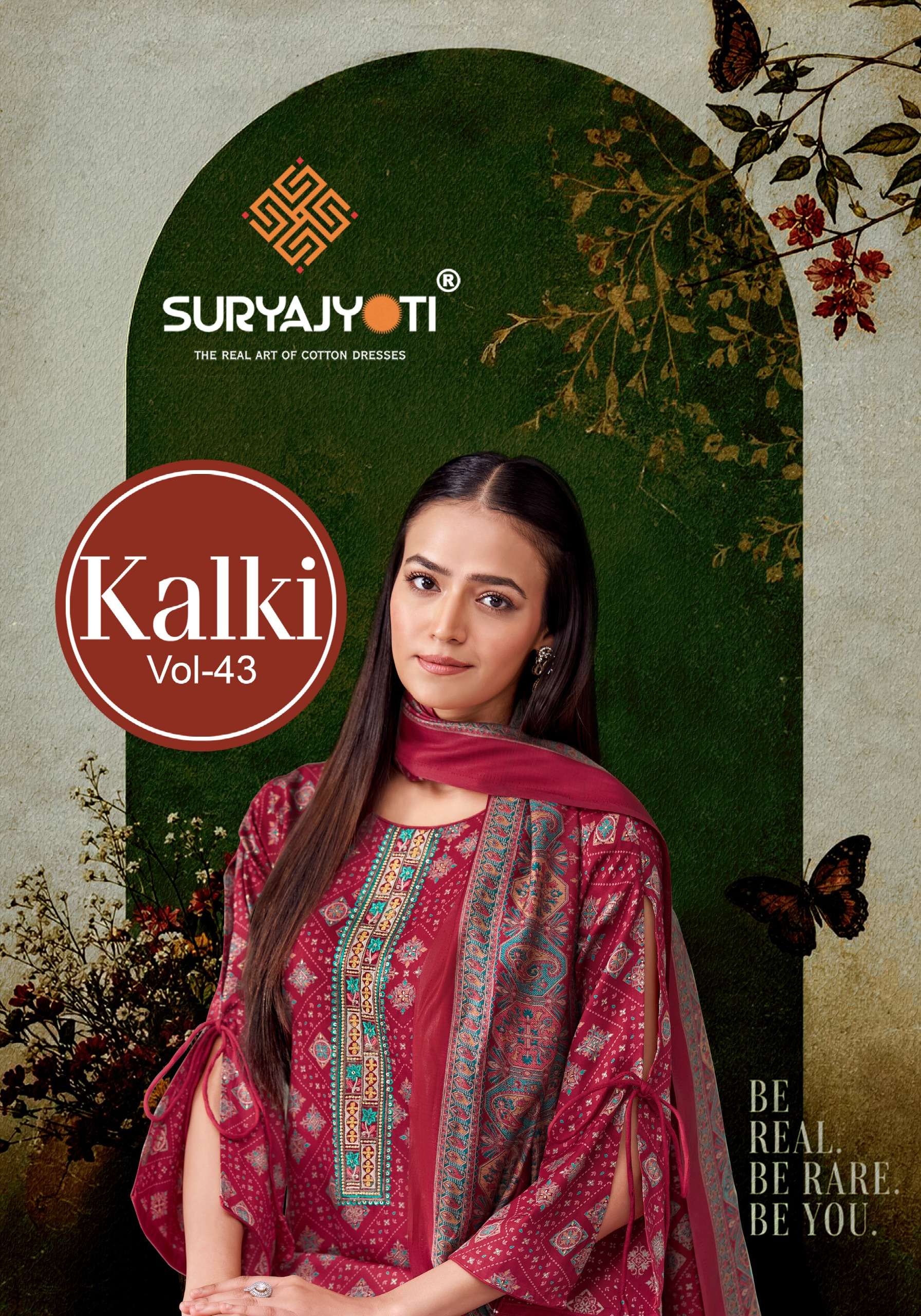 SURYAJYOTI KALKI VOL 43 JAM SATIN  PRINT WITH EMBROIDERY WORK SUIT