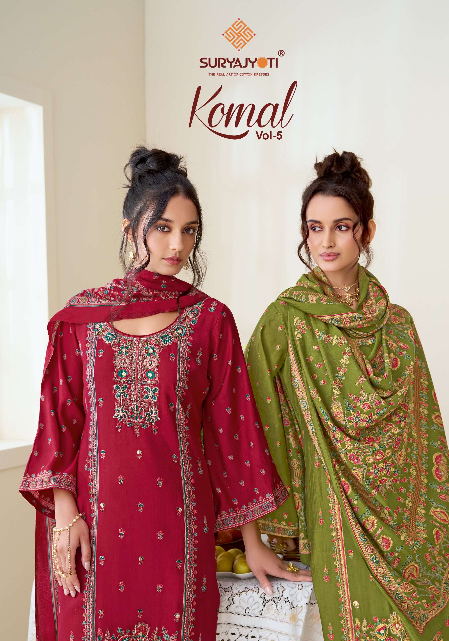 SURYAJYOTI KOMAL VOL 5 MODAL SILK DIGITAL PRINT FANCY WORK LADIES SUIT