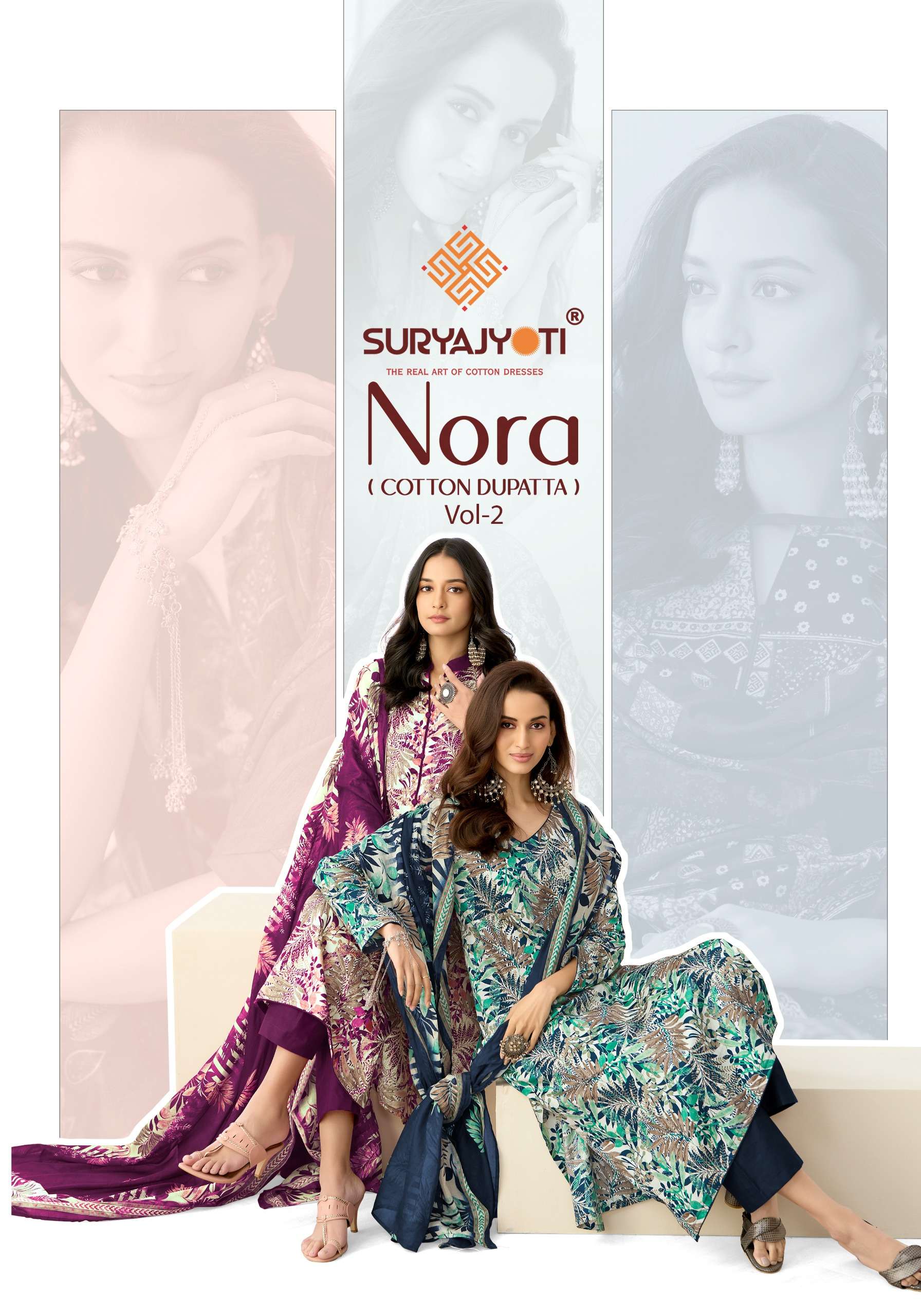 SURYAJYOTI NORA VOL 2 JAM SATIN PRINT WITH FANCY WORK SUIT