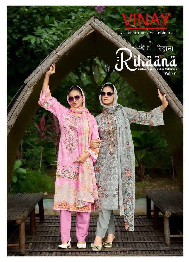 VINAY RIHAANA VOL 1 COTTON PRINT WITH FANCY WORK SUIT