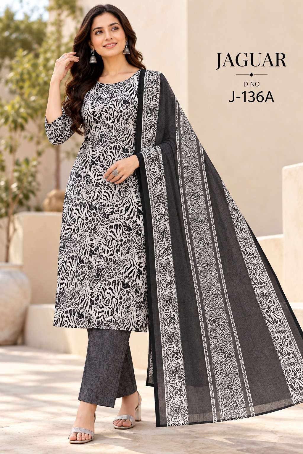 VISHWAM FABRICS JAGUAR D NO J 136 CREPE PRINTED DRESS MATERIAL 