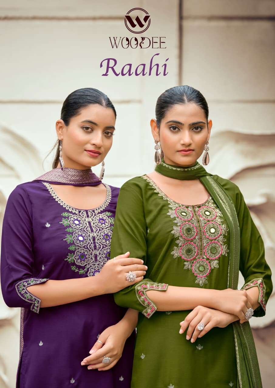 WOODEE RAAHI SILK FANCY EMBROIDERIES WORK LADIES 3PCS SET COLLECTION 