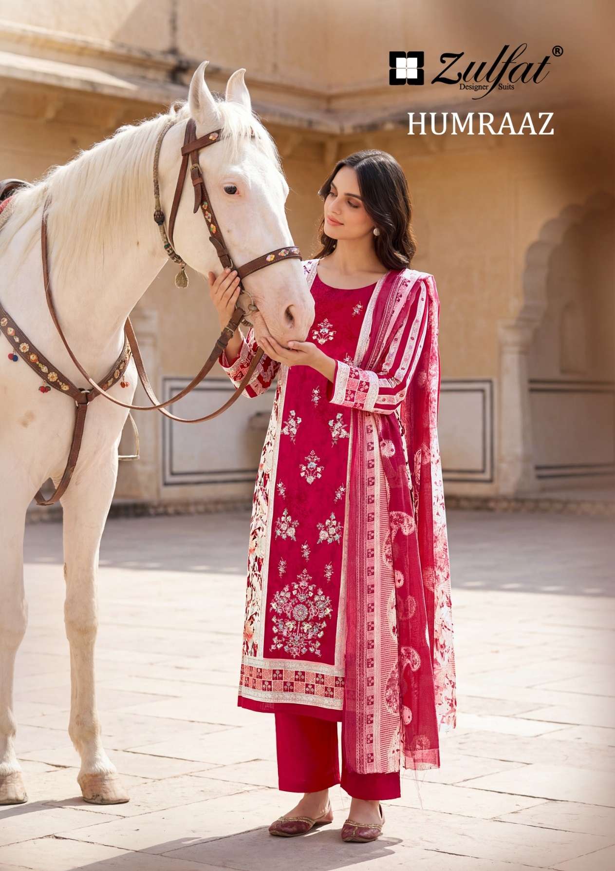 ZULFAT DESIGNER SUITS HUMRAAZ JAM COTTON DIGITAL PRINT WITH WORK SUIT