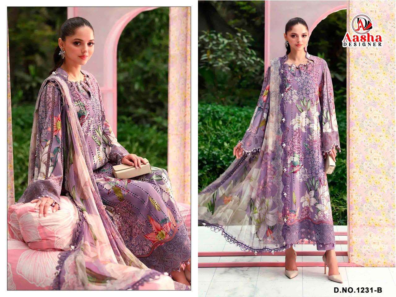 AASHA DESIGNER D NO 1231 COTTON PATCH EMBROIDERY DESIGNER WORK SALWAR KAMEEZ 